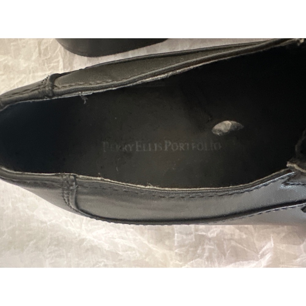 Perry Ellis‎ Portfolio Loafers Dress Shoes Slip On Buckle Black 11 - Picture 3 of 7